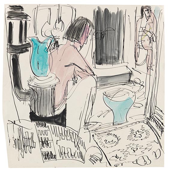 Ernst Ludwig Kirchner - Erna im Atelier mit Spiegelbild