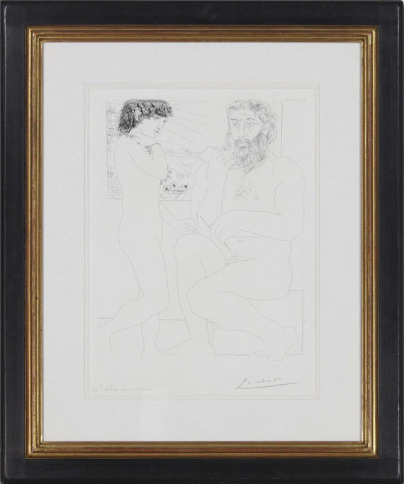 Pablo Picasso - Sculpteur songeant, modèle aux cheveux noirs et bol avec trois anémones