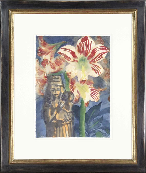 Emil Nolde - Stillleben mit Amaryllis und Madonnenfigur - Rahmenbild