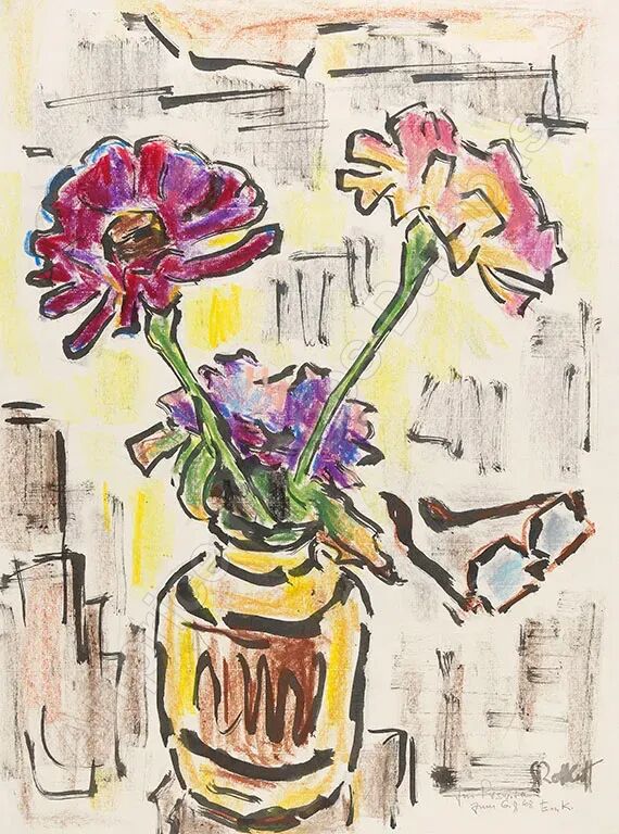 "Zinnien in Vase",...