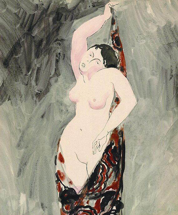 Francis Picabia - Stehender weiblicher Akt in ein Tuch gehüllt