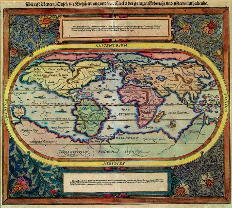 Weltkarte - Die erst General Tafel die Beschreibung und den Circkel des gantzen Erdtrichs und Meers innhaltende.