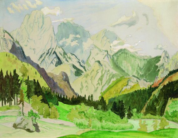 Erich Heckel - Landschaft im Gesäuse (Ennstaler Alpen bei Admont in Österreich)