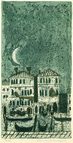 Max Peiffer Watenphul - 3 Bll.: Mond über Venedig. Venedig, Santa Maria della Salute. Venedig, Ca