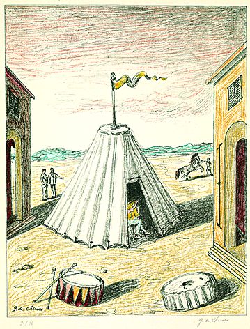 Giorgio de Chirico - 2 Bll.: Solitudine della gente di circo. La cavallerizza