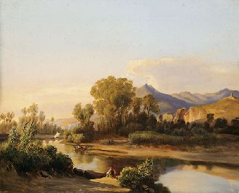 Französischer Künstler - Italienische Flusslandschaft