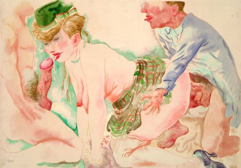 George Grosz - Mädchen und zwei Männer