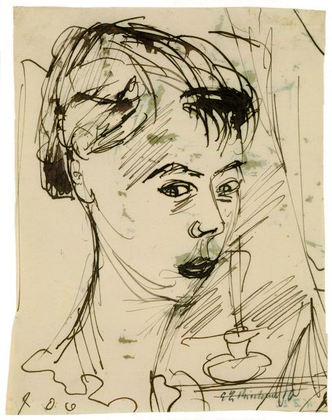 Ernst Ludwig Kirchner - Kopf eines jungen Mädchens im Dreiviertelprofil nach rechts