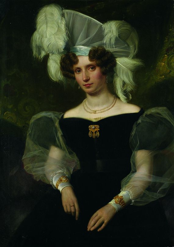 August Riedel - 2 Gemälde: Porträt von Eduard von Schenk und seiner Frau Therese