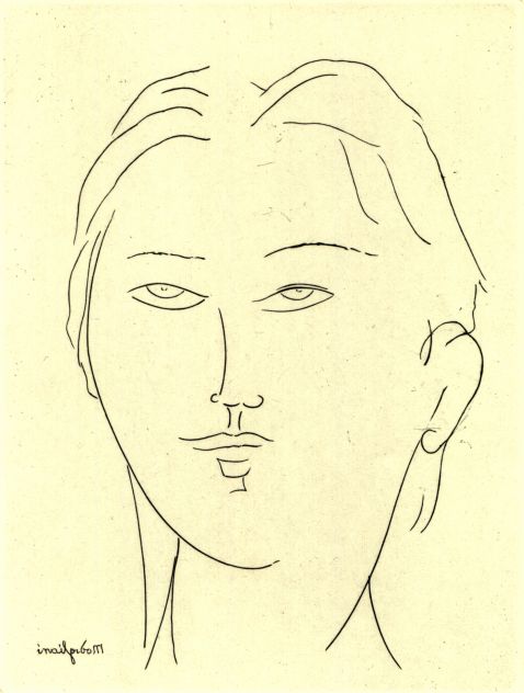 Amedeo Modigliani - Knabenporträt (Kopf frontal mit Iris und Pupillen)