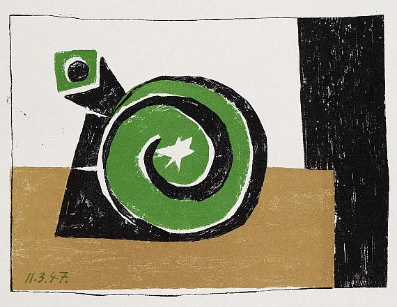 Pablo Picasso - 2 sheets: Composition en Trois Couleurs. Composition au Verre à Pied
