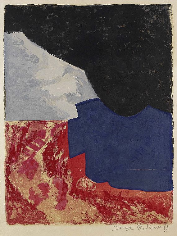 Serge Poliakoff - Composition rouge, grise et noire