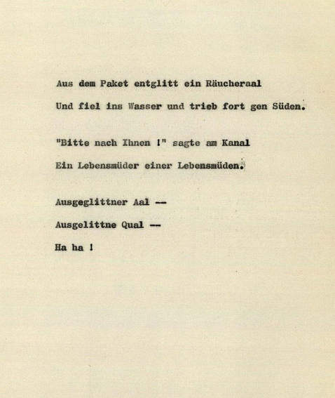 Joachim Ringelnatz - Taschen-Krümel, Typoskript. 1962