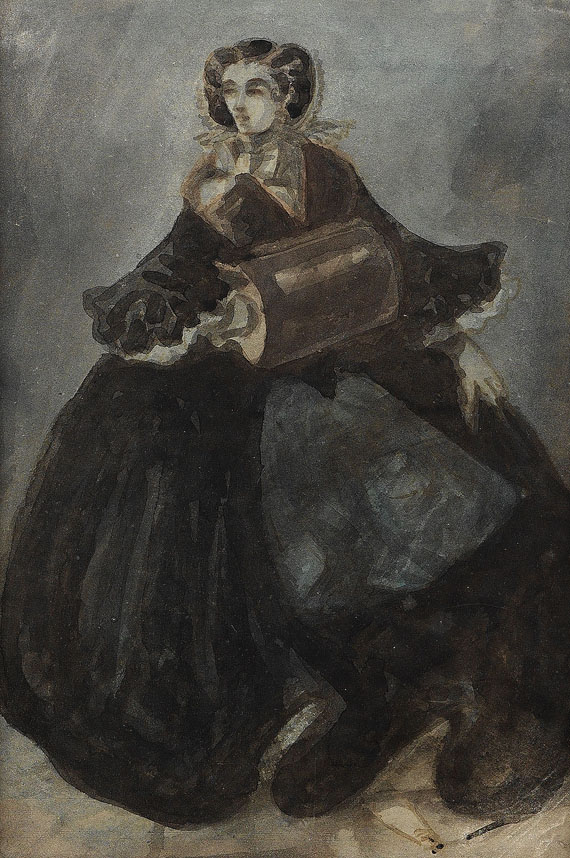 Constantin Guys - Bildnis einer Dame mit Muff