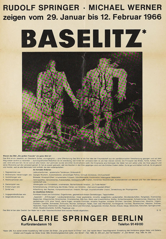 Georg Baselitz - Plakat: Galerie Springer Berlin