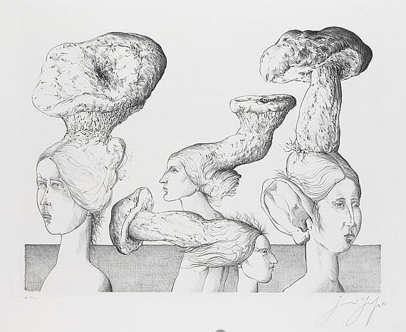 Günter Grass - Vier Frauen mit Pilzhüten