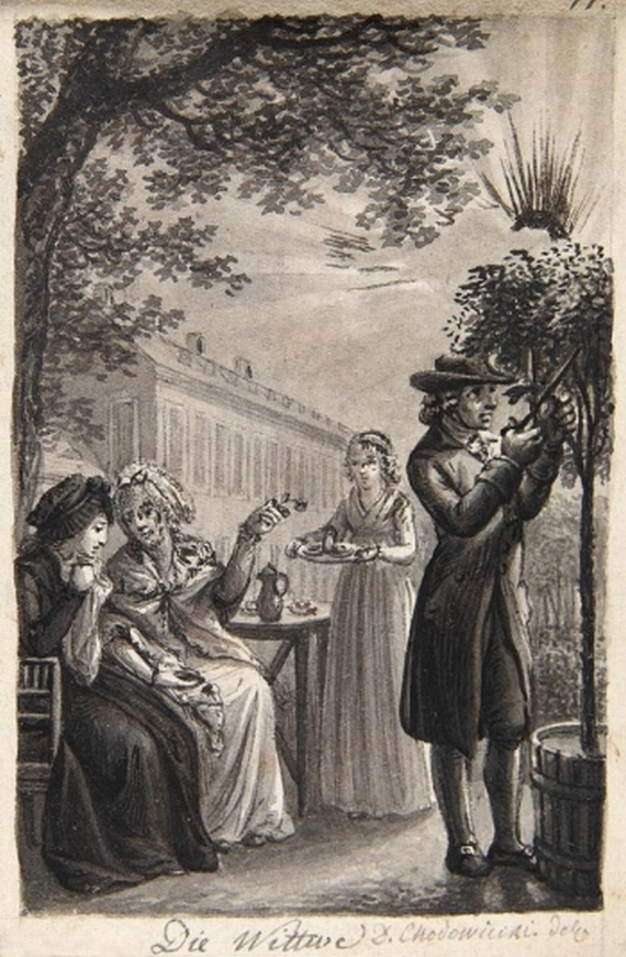 Daniel Chodowiecki - Album mit 12 Sepia-Zeichnungen. um 1780