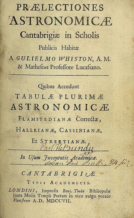 William Whiston - Astronomicae. 1707.