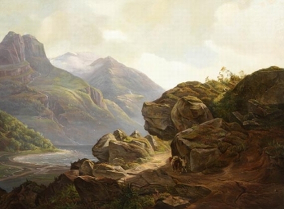 Christian Morgenstern - Norwegische Landschaft mit Gebirgspfad und Seeufer