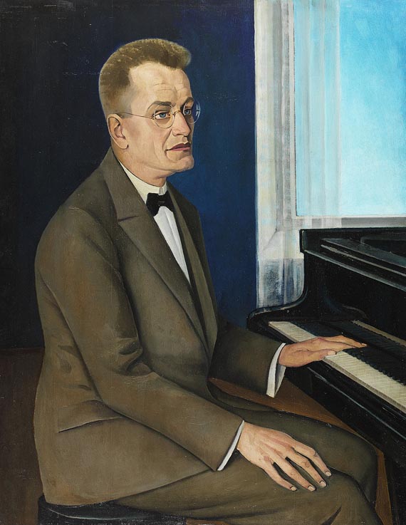 August Heitmüller - Porträt eines Mannes am Klavier