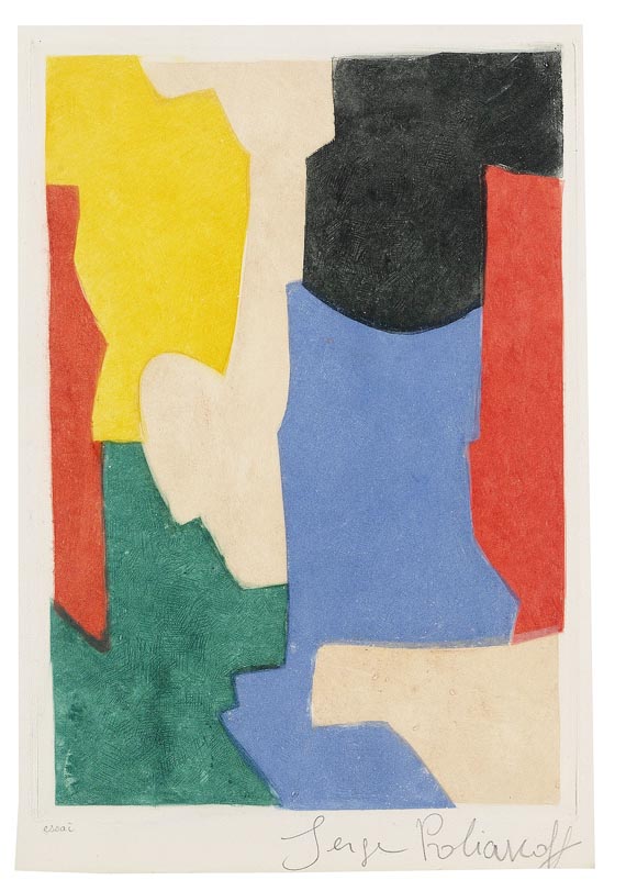 Serge Poliakoff - Composition verte, bleue, rose et jaune