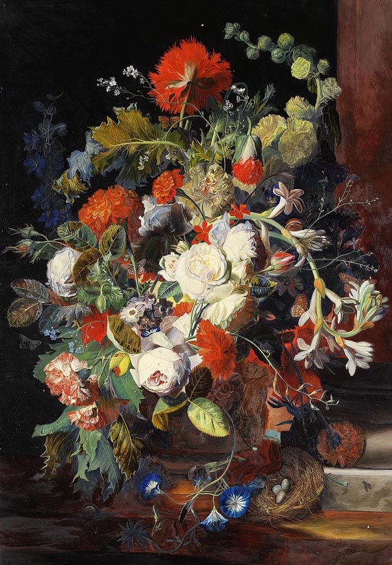 Jan van Huysum - Nach - 2 Gemäldependants: Blumenstillleben