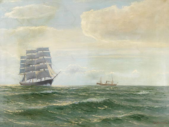Franz Schaffner - Vollschiff und Dampfer auf See