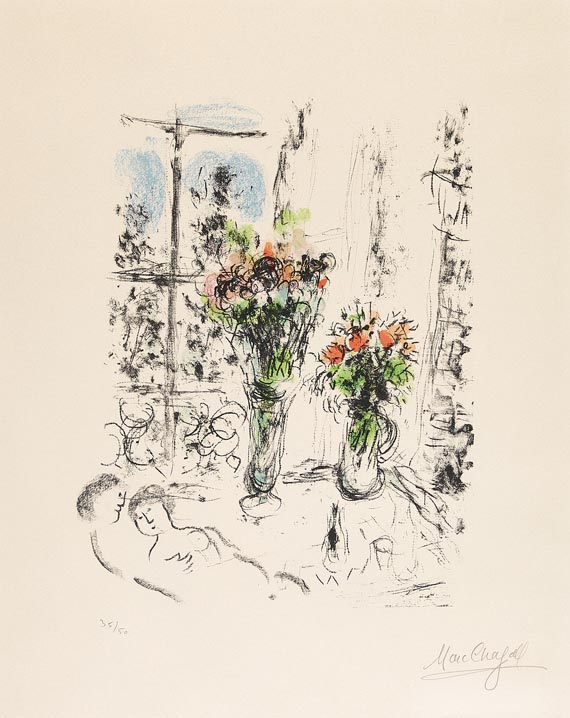 Marc Chagall - Paar mit zwei Sträußen