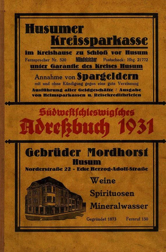 Schleswig-Holstein - 2 Adressbücher. 1903/1931