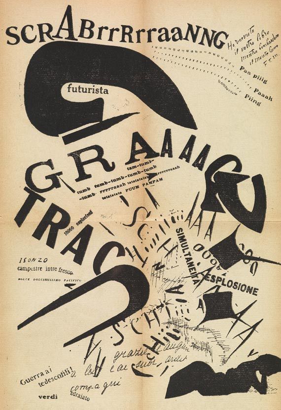 Filippo T. Marinetti - Les mots (m. Widm.) + Osvobozena slova. 2 Bde. 1919.