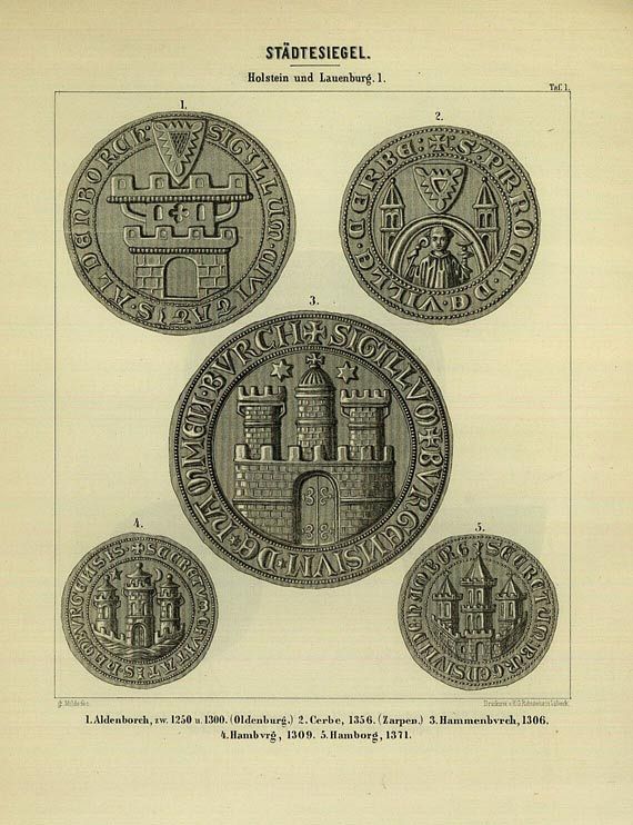Siegel des Mittelalters - Siegel des Mittelalters. 5 Hefte, 1856-62