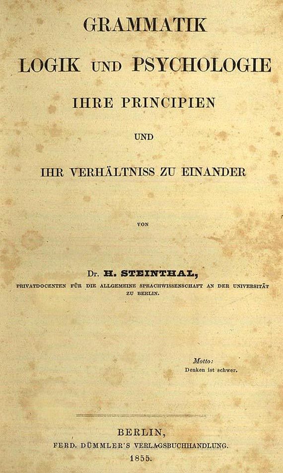 Chajim Heymann Steinthal - Grammatik. 1855.