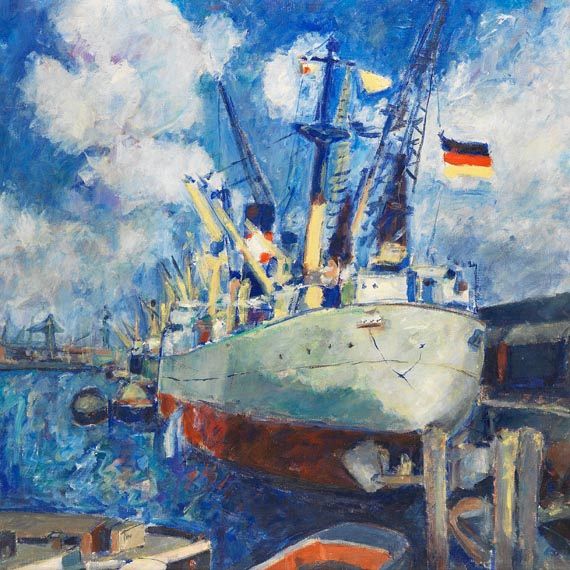 Rainer Hundertmark - Frachter im Hamburger Hafen