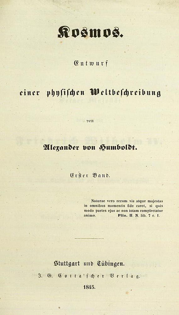 Alexander von Humboldt - Kosmos. 4 Bde. 1845-58