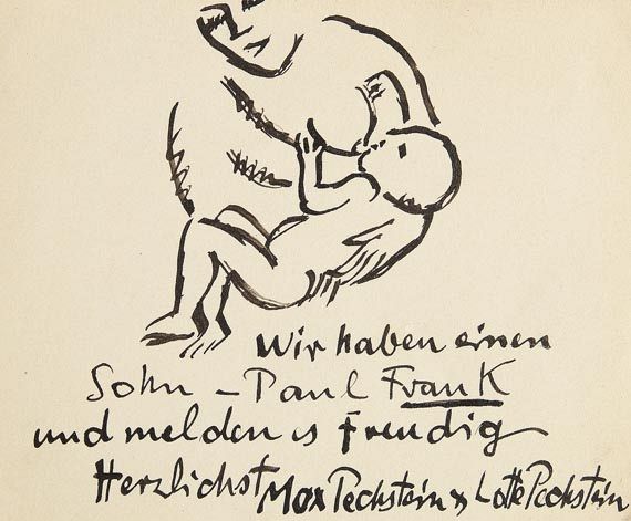 Hermann Max Pechstein - 2 Blätter: Geburtsanzeigen - Weitere Abbildung