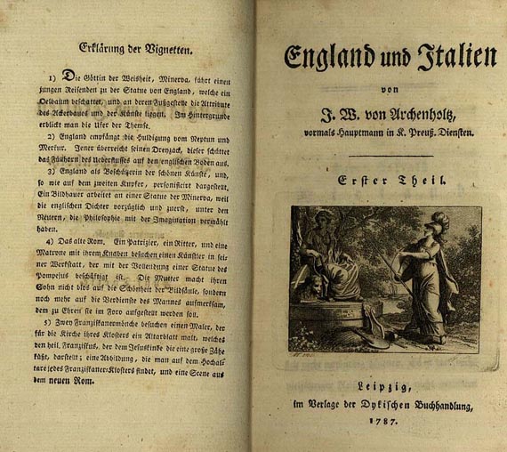  Europa - Archenholz, J. W. von, England u. Italien. 5 Bde., 1787.