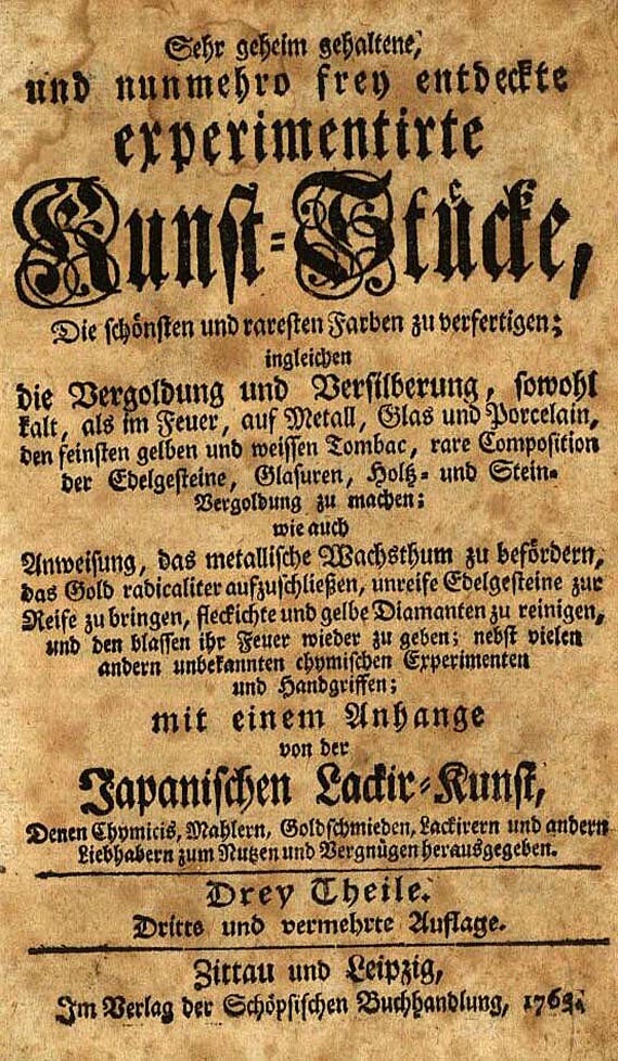 Johann Gottfried Jugel - Experimentirte Kunst-Stücke. 1763.
