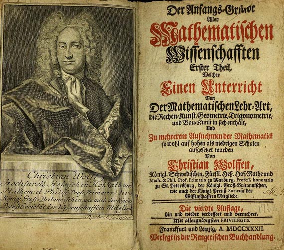 Christian von Wolff - Anfangs-Gründe aller mathemat. Wiss.schaften. 1732