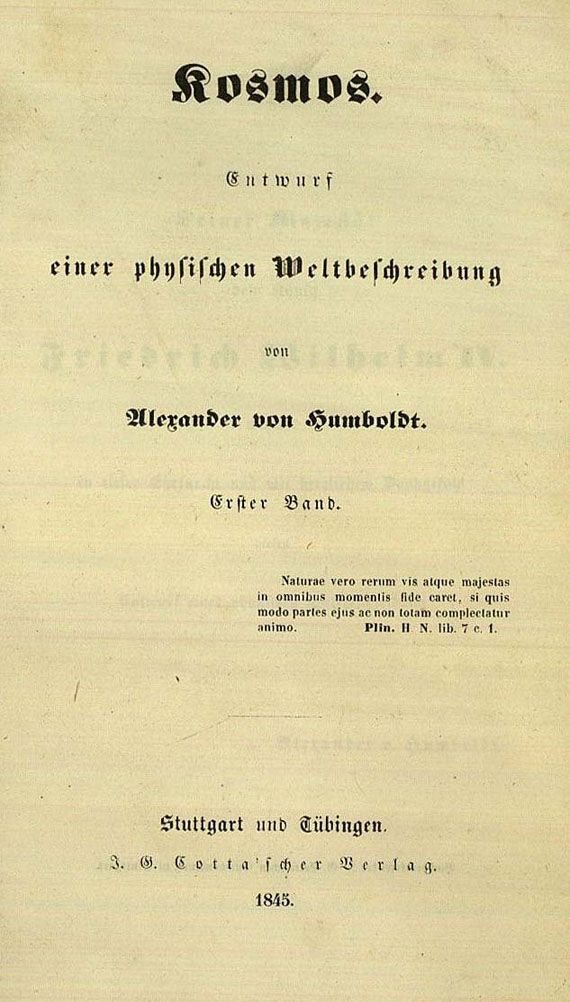 Alexander von Humboldt - Kosmos. 5 Bde. 1845-62