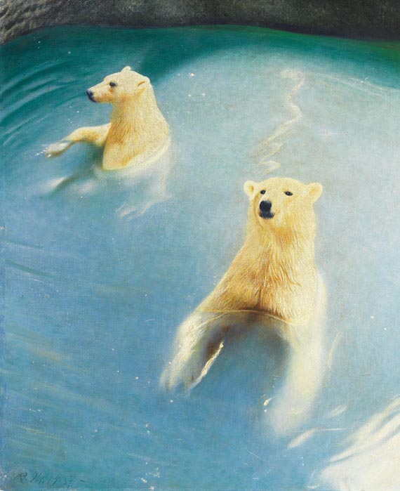 Richard Müller - Zwei schwimmende Eisbären