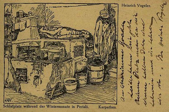 Heinrich Vogeler - 1 eigh. Postkarte. Worpswede 1922.