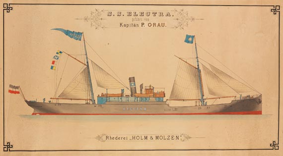 Deutschland - Dampfer "S.S.Electra" der Reederei "Holm & Molzen" aus Flensburg