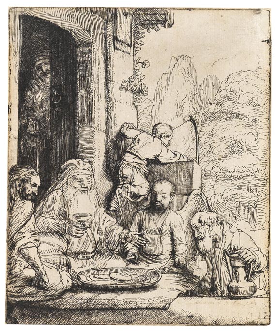 Harmensz. Rembrandt van Rijn - Abraham die Engel bewirtend