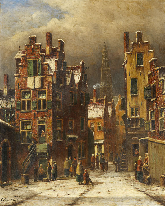 Oene Romkes de Jongh - Winterliche Strassenszene in Amsterdam