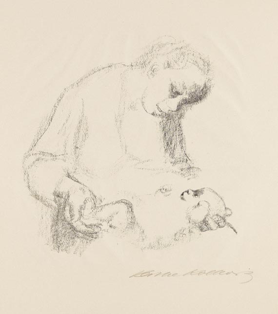 Käthe Kollwitz - Junge Mutter mit Säugling.