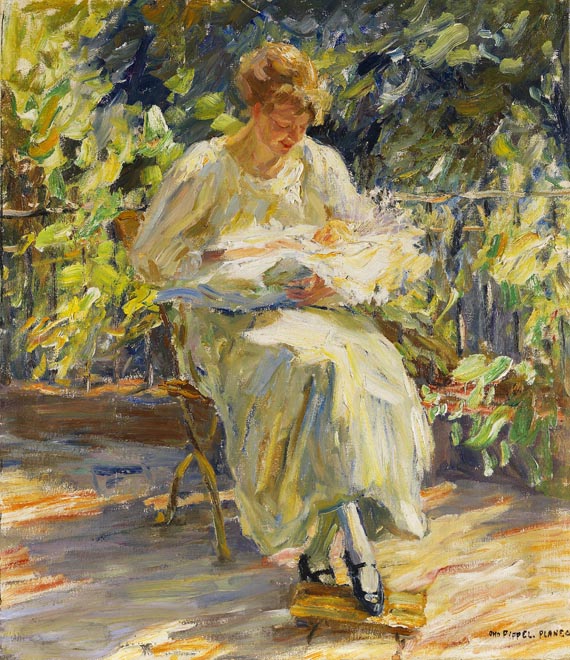 Otto Pippel - Frau mit Kind im Garten