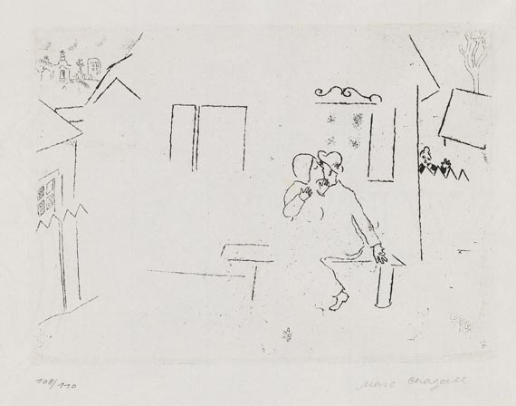 Marc Chagall - Liebende auf der Bank