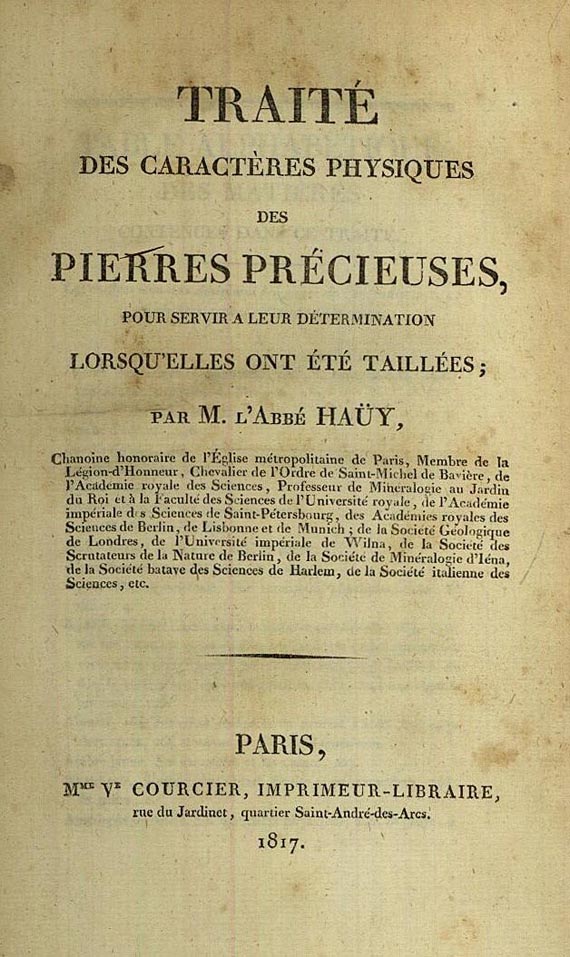René-Just Haüy - Traité des caractères physiques. 1817