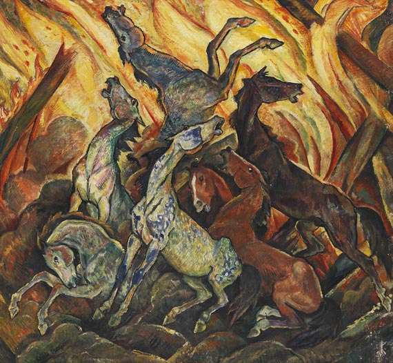 Harold Bengen - Scheuende Pferde vor Flammenmeer