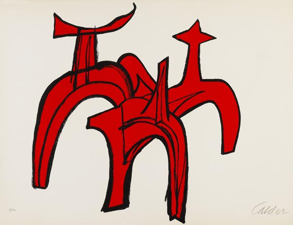 Alexander Calder - 2 Blätter: Mond und Stern. Rote Reiterstudie